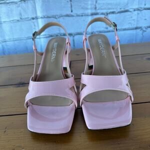 New Wayderns Light Pink Patent Block Heel Slingback Sandals Size 10.5 No Box